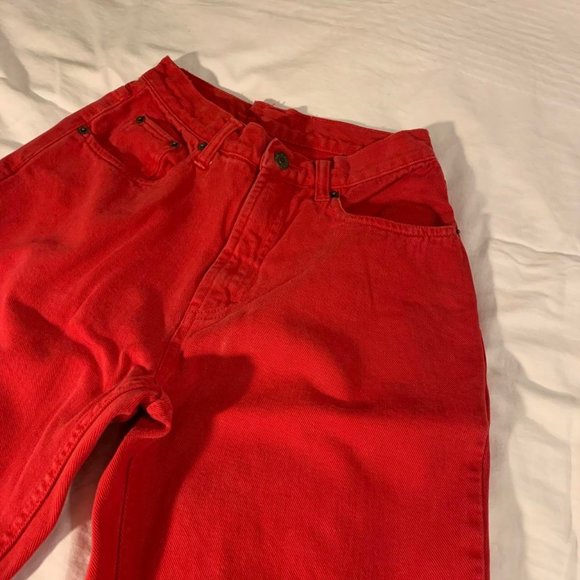 THOMAS BURBERRY (not legit) red high rise straight leg mom jeans - Picture 1 of 3